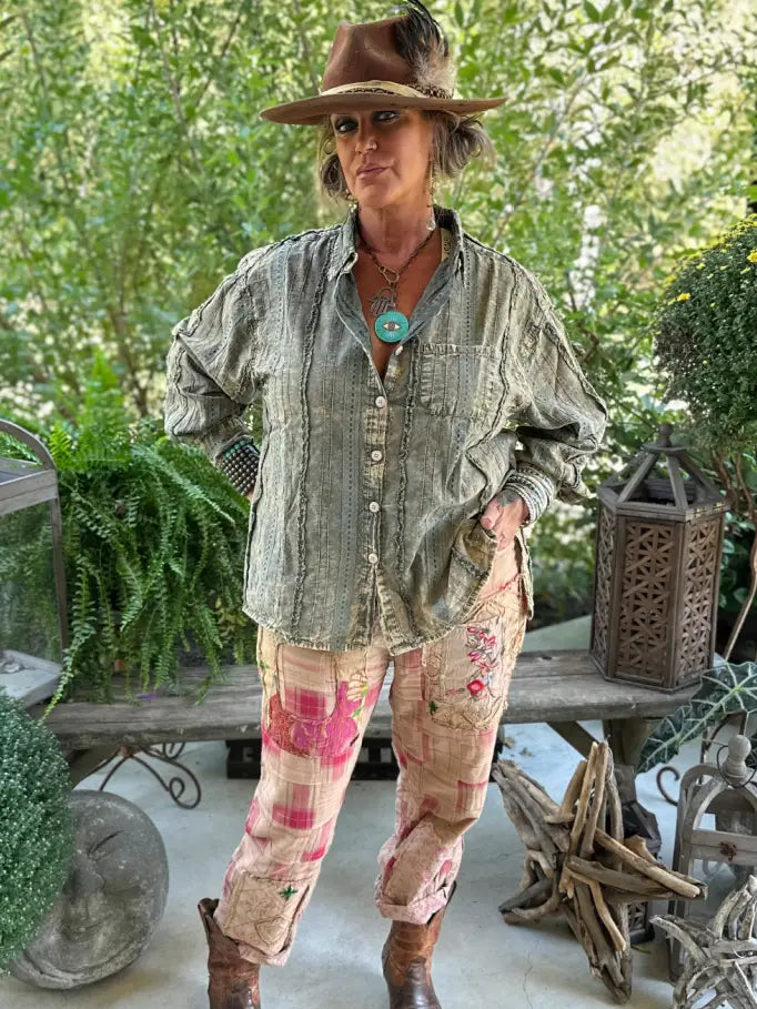Jaded Gypsy - Star Gazing Top - Vintage Moss