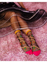 Load image into Gallery viewer, Sock Candy - Pearls &amp; Jewels Black Sheer Ankle Sock
