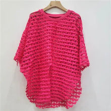 Load image into Gallery viewer, HCB - Mesh Slit Short Sleeve Top – Summer Irregular Style
