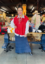 Load image into Gallery viewer, Karamel Collection - Navy Silk Ruffle Skirt Fall Colors Skirt
