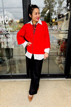 Load image into Gallery viewer, Pixi + Ivy -  Mock Neck 3/4 Sleeve Sweater Top Red
