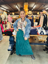 Load image into Gallery viewer, Karamel Collection - Emerald Green Silk Ruffle Skirt Fall Colors Skirt
