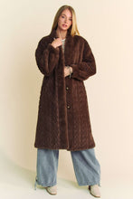 Load image into Gallery viewer, Single Breasted Fuzzy Fur Rib Pattern Long Coat
