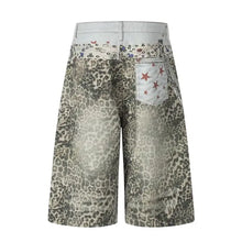Load image into Gallery viewer, HCB - Leopard Print Wide Leg Denim Midi Shorts Chic
