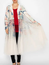 Load image into Gallery viewer, Origami - Blazer Cardigan with Long Mesh Layer - Freedom Red White and Blue
