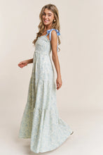 Load image into Gallery viewer, J.nna - Floral Print Empire Neckline Maxi Dress Blue
