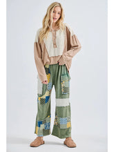 Load image into Gallery viewer, J. Her - Mineral washed Patchwork Lace Detail Wide Leg Pants
