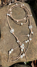 Load image into Gallery viewer, HC - Love You Long Time White Pearls Necklace 90"
