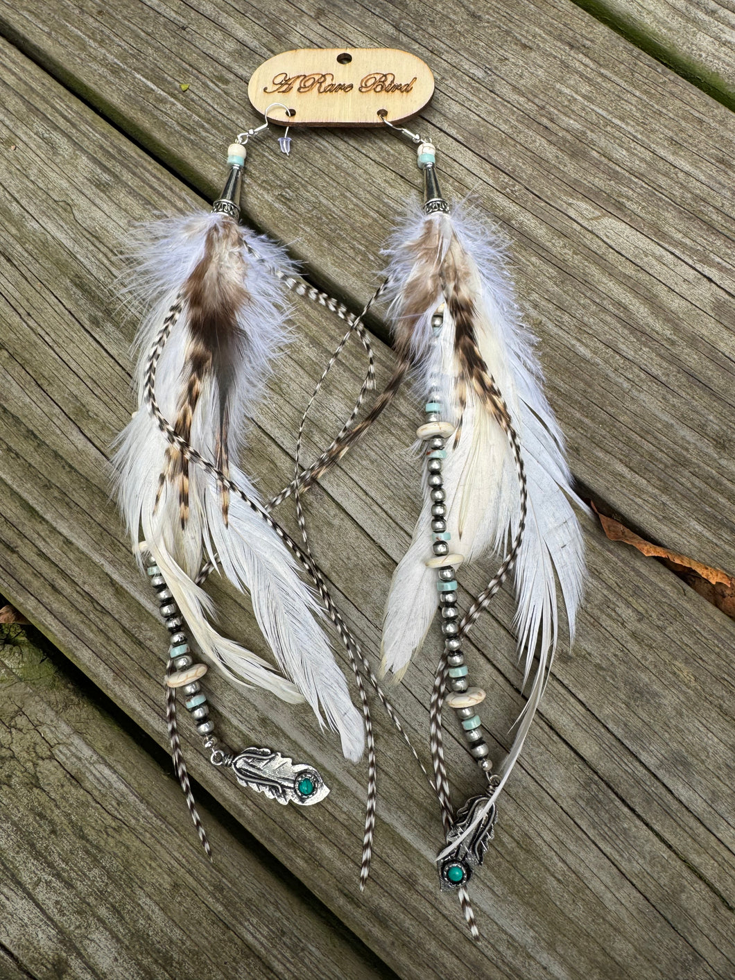 A Rare Bird-Long Feather Beads Earring