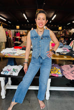 Load image into Gallery viewer, Medium Dark Hem Slit Cropped Relaxed Straight
