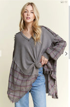 Load image into Gallery viewer, J. Her - Mineral Wash Pullover with Plaid Flannel top
