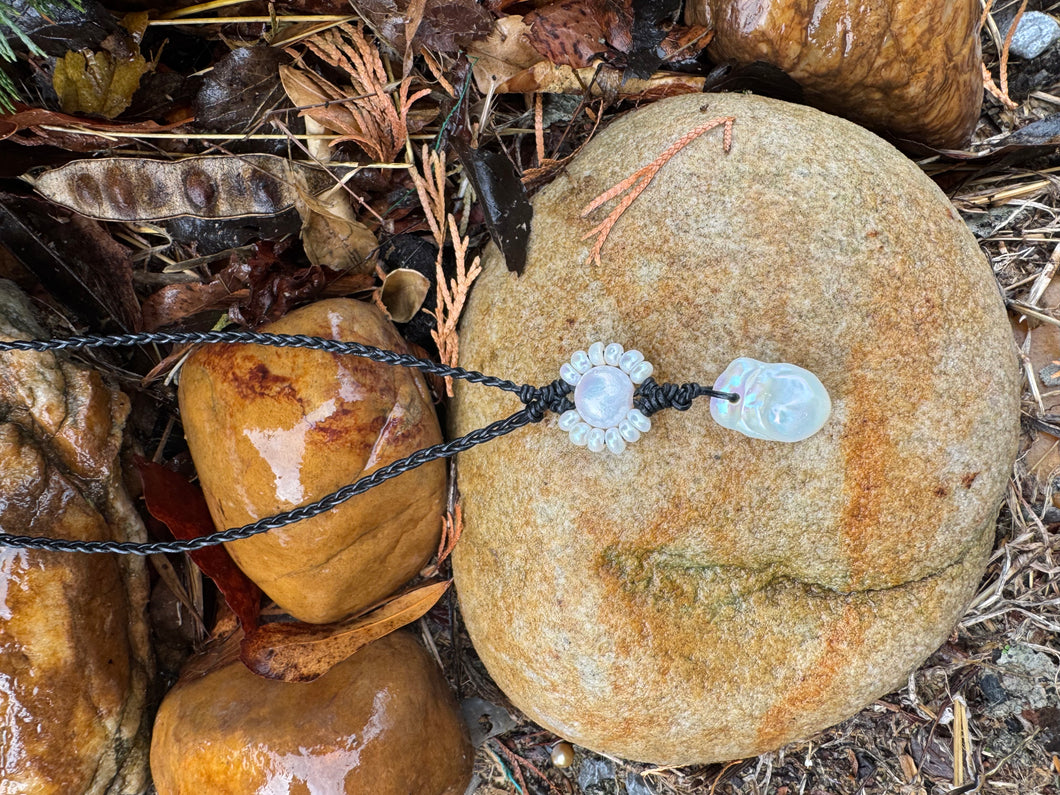 HC - Sunflower White Pearl Necklaces