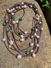 Load image into Gallery viewer, HC Handmade Pearl - Fishing Rod Pink Pearls With Jade Necklace  132"
