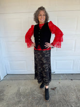 Load image into Gallery viewer, Turquoise Haven - Red Lace Ruffle Top
