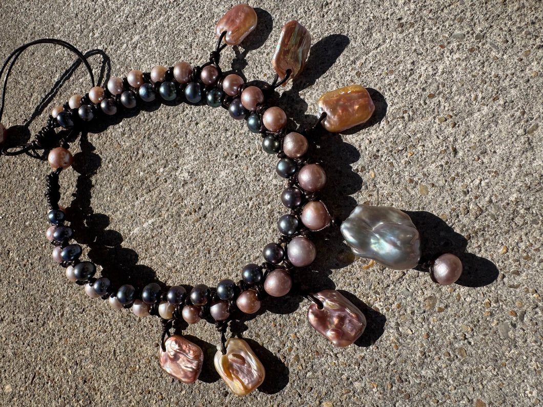 HC Handmade- Pink And Black Pearls Mix Choker