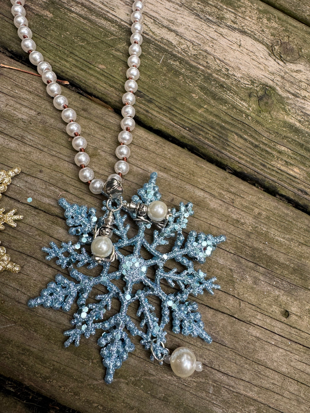 A Rare Bird- Blue Snowflake Long Necklace
