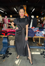 Load image into Gallery viewer, Glam - Gathered Metal Trim Short Sleeve Midi Dress
