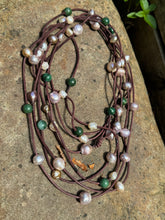 Load image into Gallery viewer, HC Handmade Pearl - Fishing Rod Pink Pearls With Jade Necklace  132"
