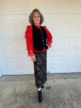 Load image into Gallery viewer, Turquoise Haven - Red Lace Ruffle Top
