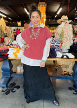 Load image into Gallery viewer, Pixi + Ivy -  Mock Neck Short Sleeve Soft Sweater Vest Top - Dark Rose
