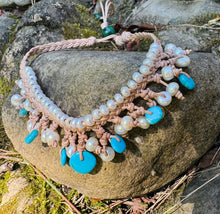 Load image into Gallery viewer, HC - Handmade White Pearl With Turquoise Choker
