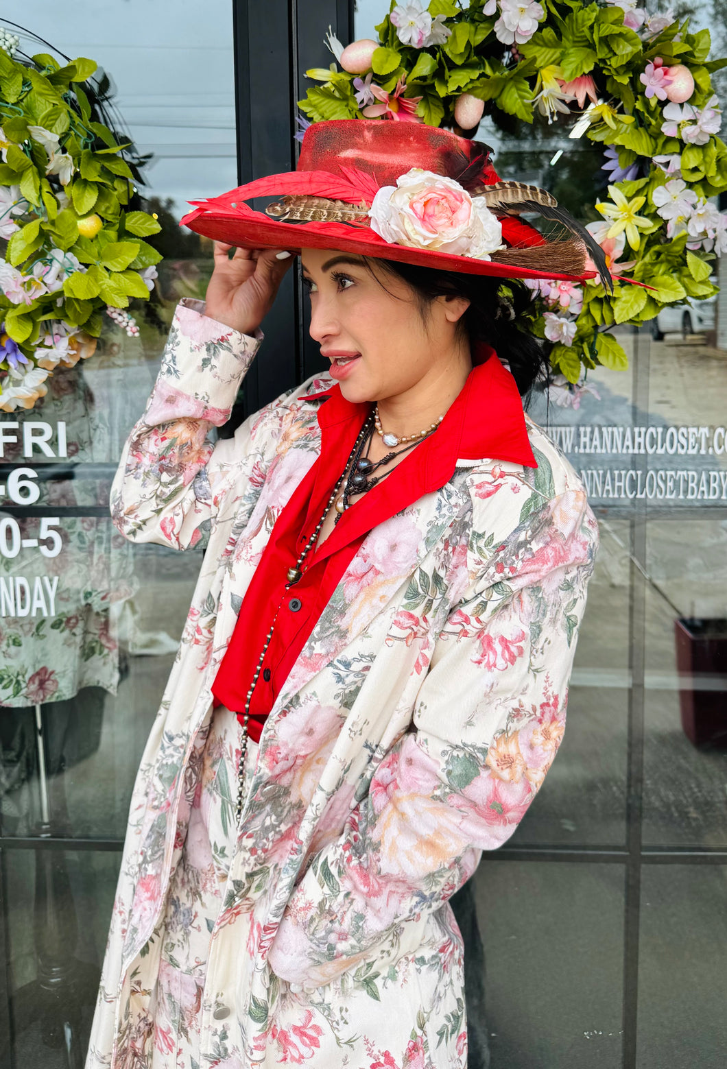 A Rare Bird - Red Lady Hat One Of The Kind