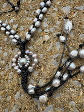 Load image into Gallery viewer, HC - Double Strands Sunflower Silver Pearls Necklace
