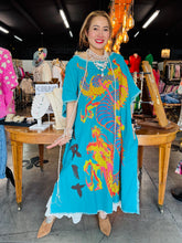 Load image into Gallery viewer, HCB - Dragon Spirit Shirt Dress Turquoise
