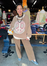 Load image into Gallery viewer, BLUEVELVET - HEART PEACE PATCHWORK TOP - MOCHA
