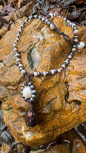 Load image into Gallery viewer, HC - The Love Sun Black/White  Pearls Necklace 16"-24"
