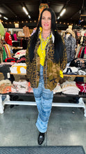 Load image into Gallery viewer, I Love Linen - Shacket with Burning Heart Patchwork Print in Leopard Print
