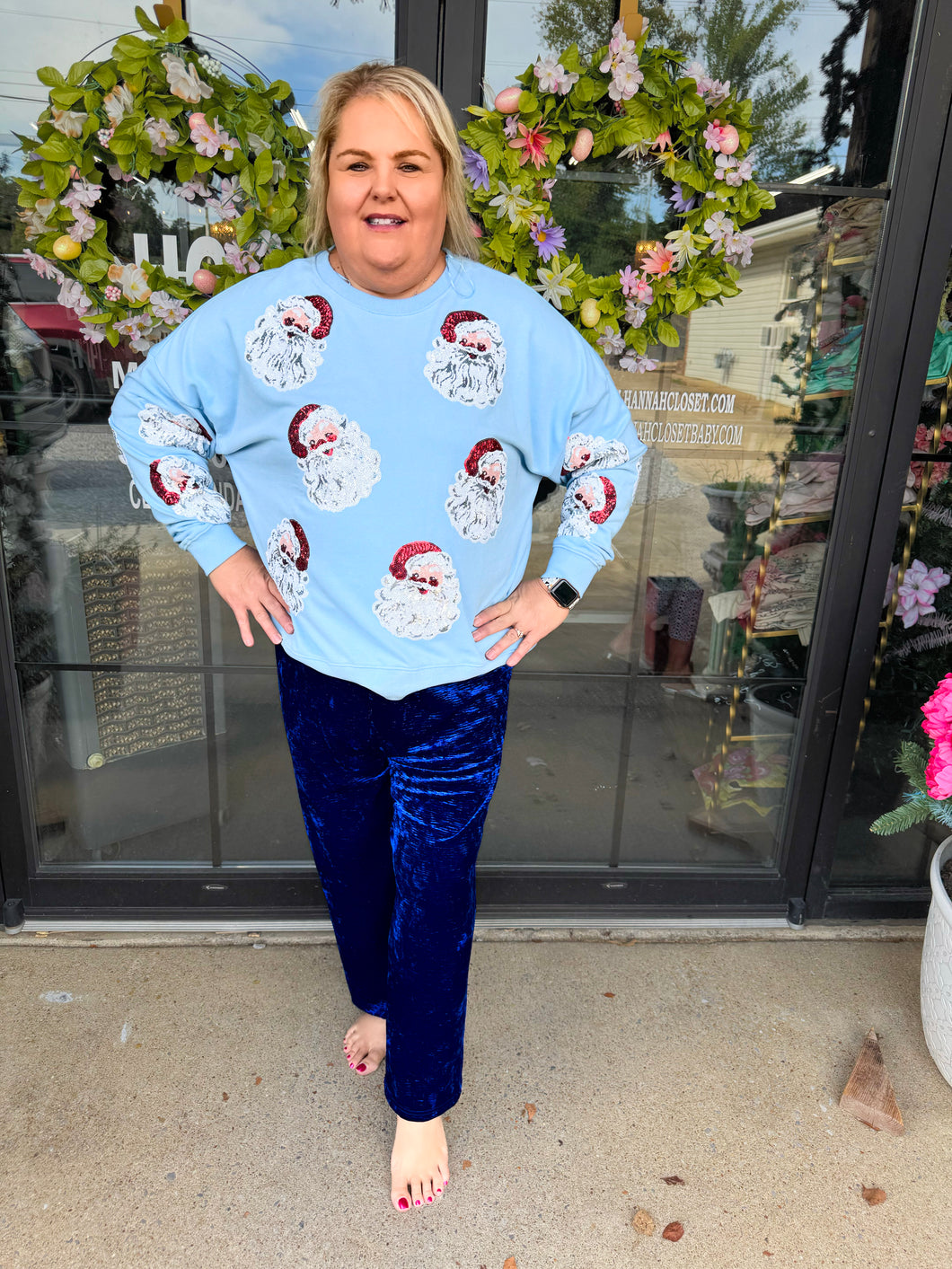 Sequin Santa Detailed Oversized Sweatshirt