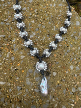 Load image into Gallery viewer, HC - 8 Sunflower Silver Pearls Necklaces 25" - 30"
