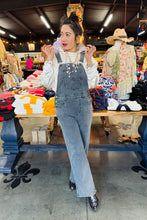 Load image into Gallery viewer, Pixi + Ivy - Soft Stretchy Washed Blue Denim Overalls - Grey Wash
