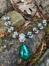 Load image into Gallery viewer, HC - 9 Sunflower With Big Jade Peandent Necklace OOAK
