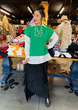 Load image into Gallery viewer, Karamel Collection - Black Silk Ruffle Skirt Fall Colors Skirt
