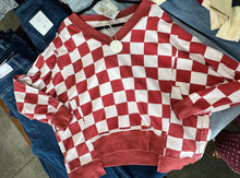 Load image into Gallery viewer, Oddi - Oversized Checkerboard V-Neck Sweatshirt
