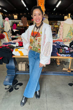 Load image into Gallery viewer, BLUEVELVET - CONTRAST WAFFLE &amp; PLAID FLORAL HOODIE JACKET - CREAM-PINK
