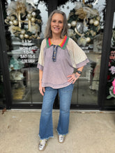 Load image into Gallery viewer, Oli &amp; Hali - Washed Crochet Collared Top - Blue
