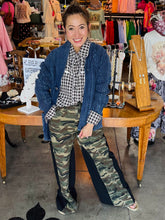 Load image into Gallery viewer, Denim Corded Concho Button Cardigan
