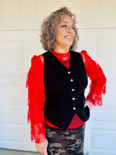 Load image into Gallery viewer, Turquoise Haven - Red Lace Ruffle Top
