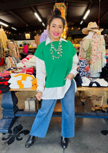 Load image into Gallery viewer, Pixi + Ivy -  Mock Neck Short Sleeve Soft Sweater Vest Top - Green
