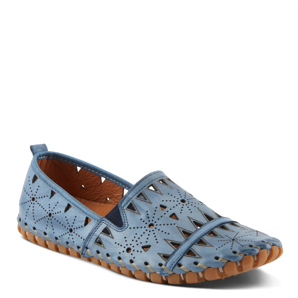 SPRING STEP FUSARO BLUE LEATHER LOAFER SHOE