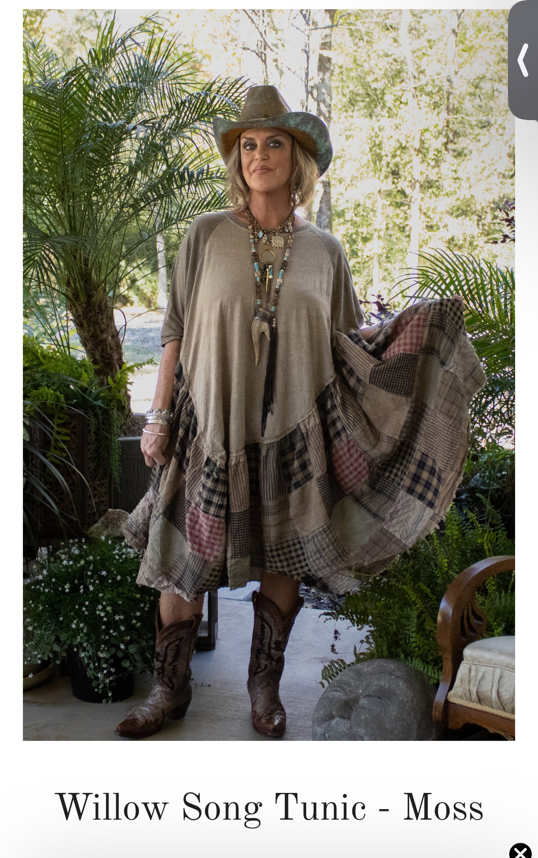 Jaded Gypsy- Willow Song Tunic - Moss