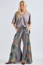 Load image into Gallery viewer, J. Her- Mineral Washed Boho Patch Tiered Wide Pants

