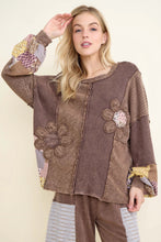Load image into Gallery viewer, J. Her - Mineral Washed Daisy Patchwork Sweater
