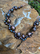 Load image into Gallery viewer, Two tone strand natural black and chocolate baroque fresh water pearl necklace
