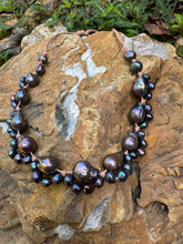 Load image into Gallery viewer, Two tone strand natural black and chocolate baroque fresh water pearl necklace
