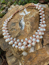 Load image into Gallery viewer, Three strand natural white fresh water pearl necklace
