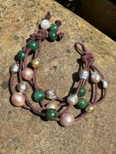 Load image into Gallery viewer, HC Handmade Pearl - 4 Strands Pink Pearls With Jade Bracelet
